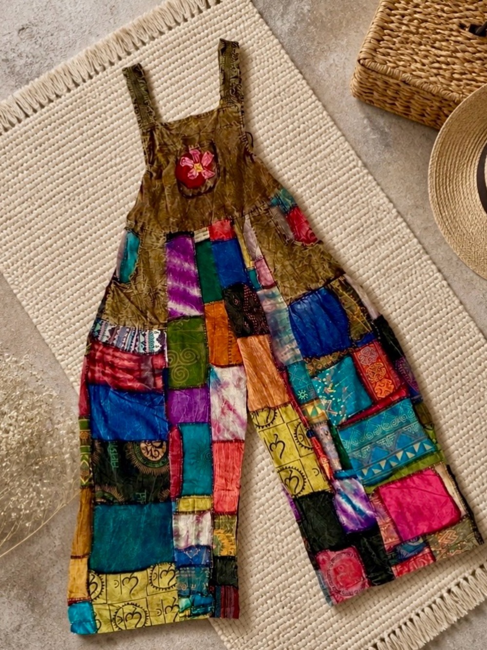 Katmandu Bohemian Patchwork Wide-Leg Jumpsuit - Multicolor FREE SIZE